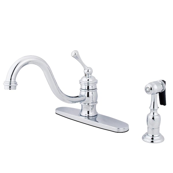 Vintage 8" Kitchen Faucet W/ Brass Sprayer, Chrome
